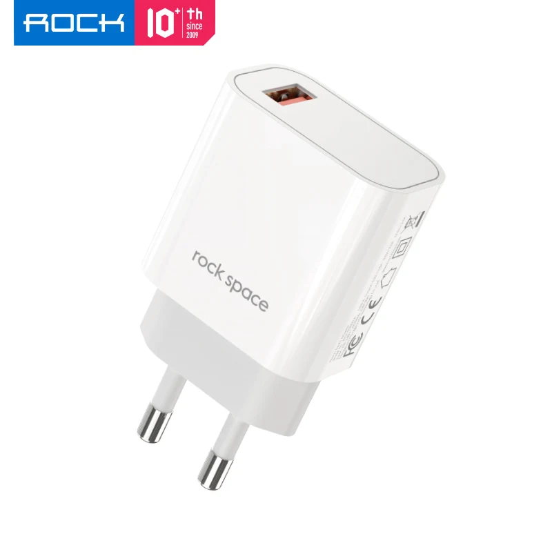 

For iPhone 12 Pro Max Wall Charger Rock T48 USB QC3.0 18W Portable Fast Charger Adapter Travel Charger for Redmi Note 10 Pro