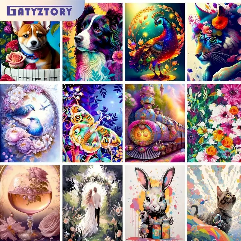 

GATYZTORY Picture Diy Painting By Numbers For Adults Kits Cartoon Animals Drawing Coloring By Numbers Kill Time Diy Ideas 40x50c