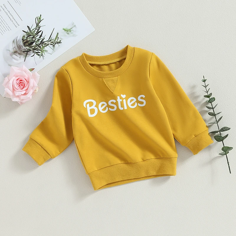 

Toddler Baby Girls Boys Outfit Aunties Bestie Letter Print Sweatshirt Long Sleeve Crewneck Pullover Top Fall Clothes