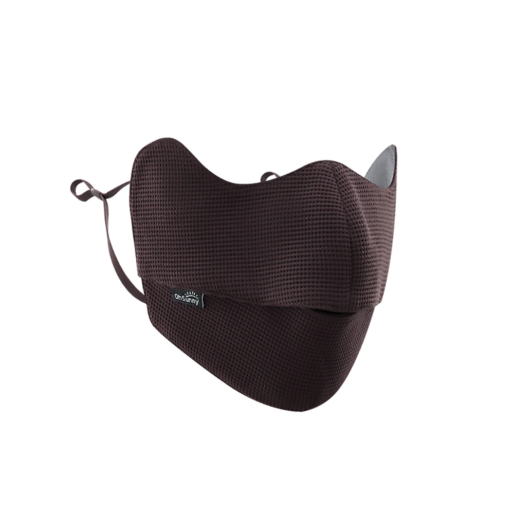 OhSunny Winter Warm Face Cover New Solid Color Waffle Pattern 3D Design Mouth Open Masks Windproof Anti-UV UPF50+