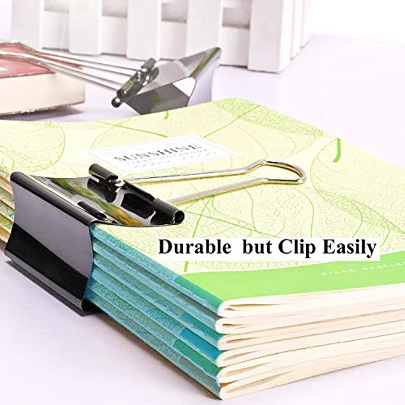 Metal Binder Clips Paper Clamps Notes Letter Paper Clip Office School Stationery Binding Securing Clips 15/19/25/32/41/51mm 5pcs binder clips,paper clips,metal clamp clips