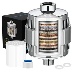 High Output Shower Filter with Activated Carbon for Chlorine and Heavy Metal Removal (15 Stages Filt)