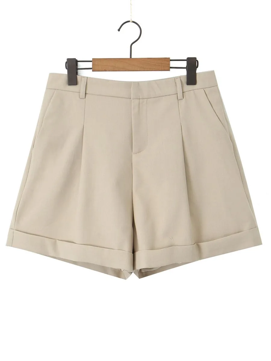 

Good Quality Plus Size Shorts Women 2023 Summer High Waist Cuffs A-Line Commuter Bottoms Office Lady Oversized Curve Clothes