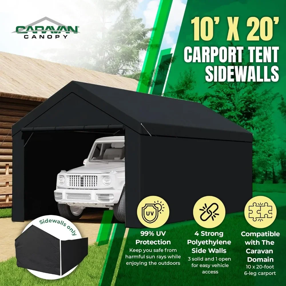 Canopy Domain 10 X 20 Foot Durable Portable Garage Carport Canopy Car Tent Sidewalls with Dual Zippers and Roll Up Door, Black 2