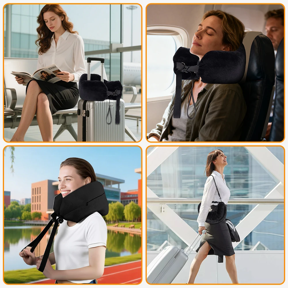 Travel Pillow Adjustable U-Shaped Neck Pillow Washable Multi-Functional Fillable Portable Case For Airplane