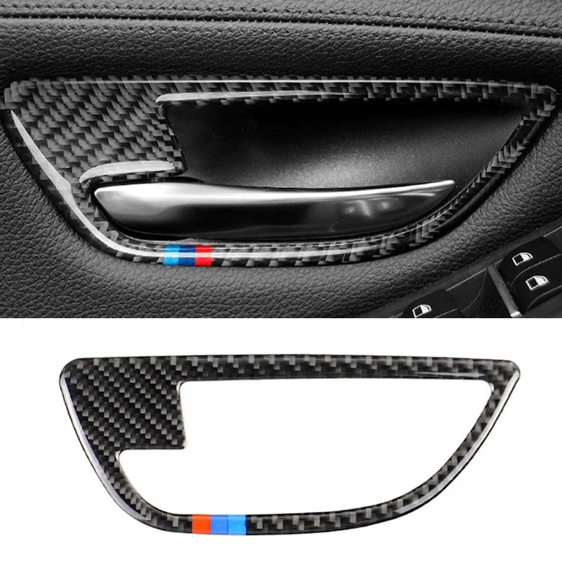 

4pcs Car Real Carbon Fiber Interior Door Handle Door Bowl Cover Trim For BMW 5 Series F10 2011 2012 2013 2014 2015 2016 2017