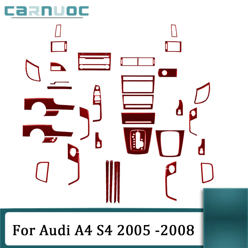 

For Audi A4 S4 2005 2006 2007 2008 Carbon Fiber Red Stickers Cover Trim Car Interior Decorative Accessories