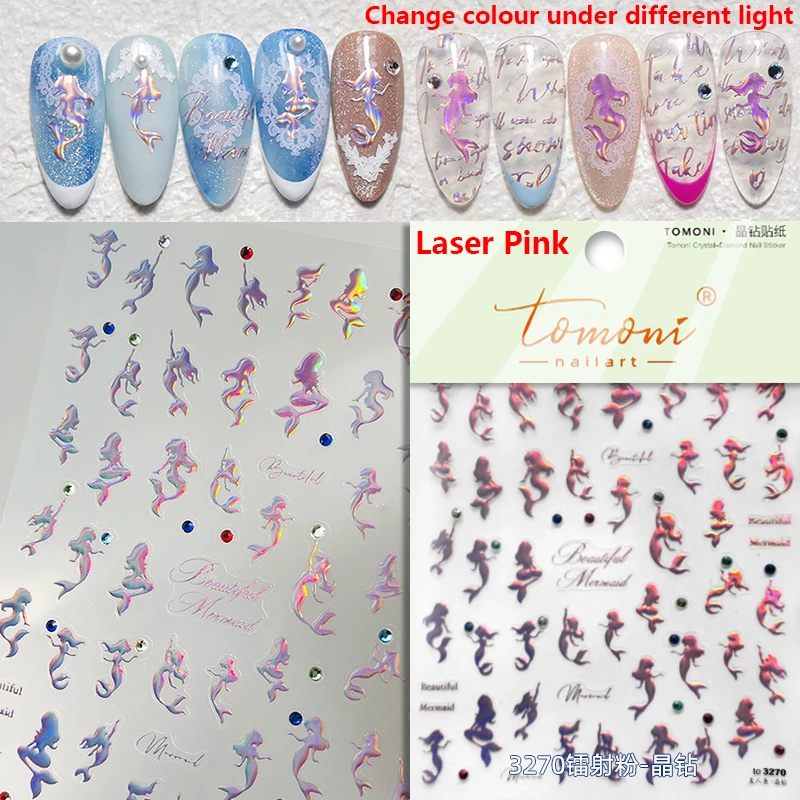 Shimmering Ocean-Themed Nail Art Stickers with Little Red Fish and Goldfish Designs
