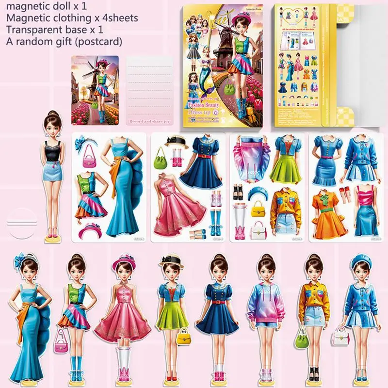 Magnetic Paper Dolls Princess Doll Set Toddler Activities Magnet Dress Up Sticker Book Children's Educational Toy For Girls
