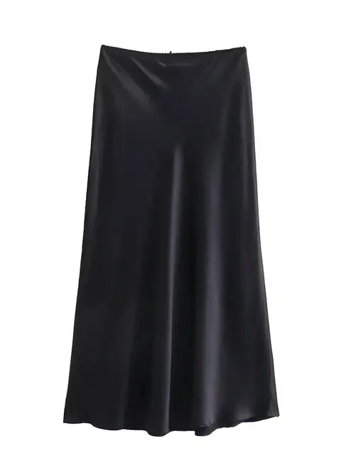 622-ff4a40.jpg Mooyufon femmes mode 2024 printemps nouveau Satin Texture nœud décoration Vintage Chic femme taille haute H ligne jupes longues Mujer