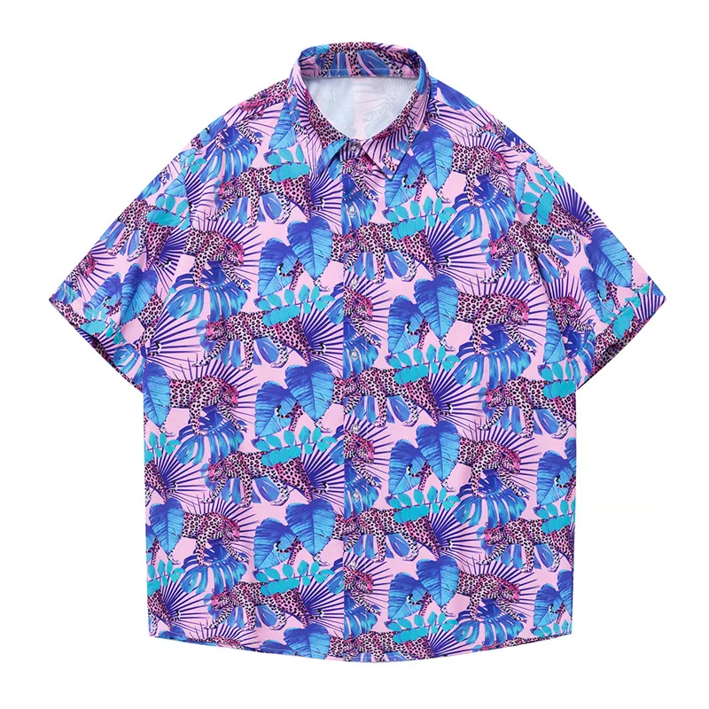 Summer Men's Beach Shirt Fashion Loose Versatile Top Seaside Hawaii Retro Short Sleeve Quick Drying Floral Shirt