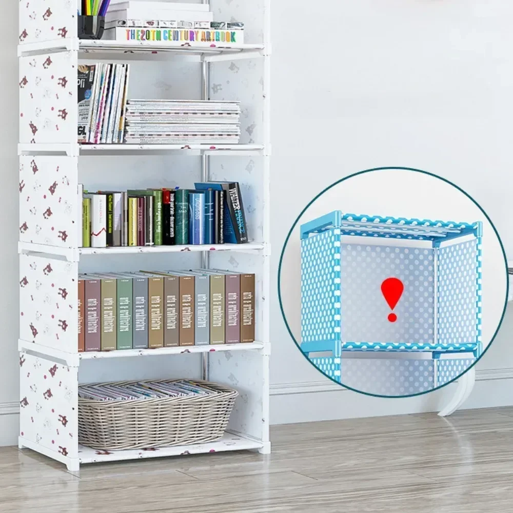 DIY Wardrobe Bookshelf Simple Bookshelf Multi Layer Easy Assembly Plastic Square Storage Rack Living Room Study Room Bedroom