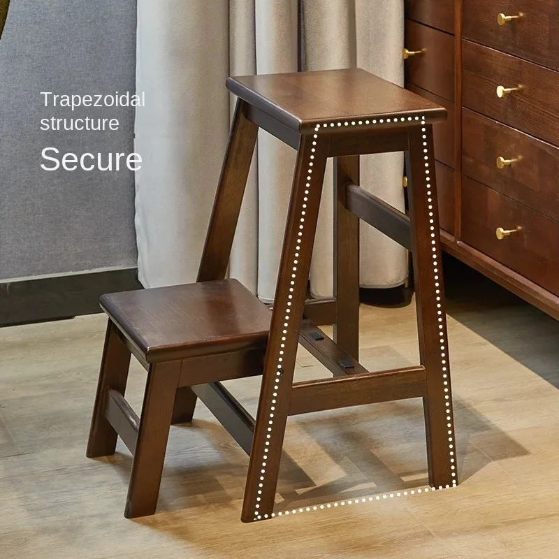 Realife Solid Wood Foldable Ladder Stool Household Climbing Stool Dual-use Ladder Wooden High Foot Shoe Changing