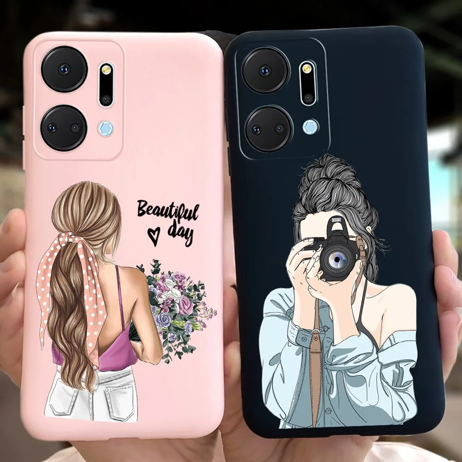Beautiful Girl Sunflower Soft Silicone Bumper Phone Case