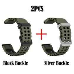 Waterproof Ocean Style Silicone Sport Strap - Soft Replacement Band, 26mm/22mm Quickfit - 22mm Quickfit (2PCS - 1)
