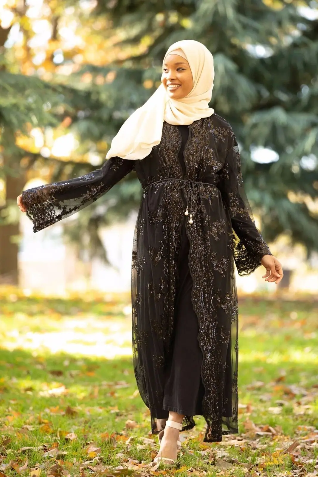 Dubai Style Women Open Front Kaftan Abaya Muslim Cardigan Robe Maxi Dress