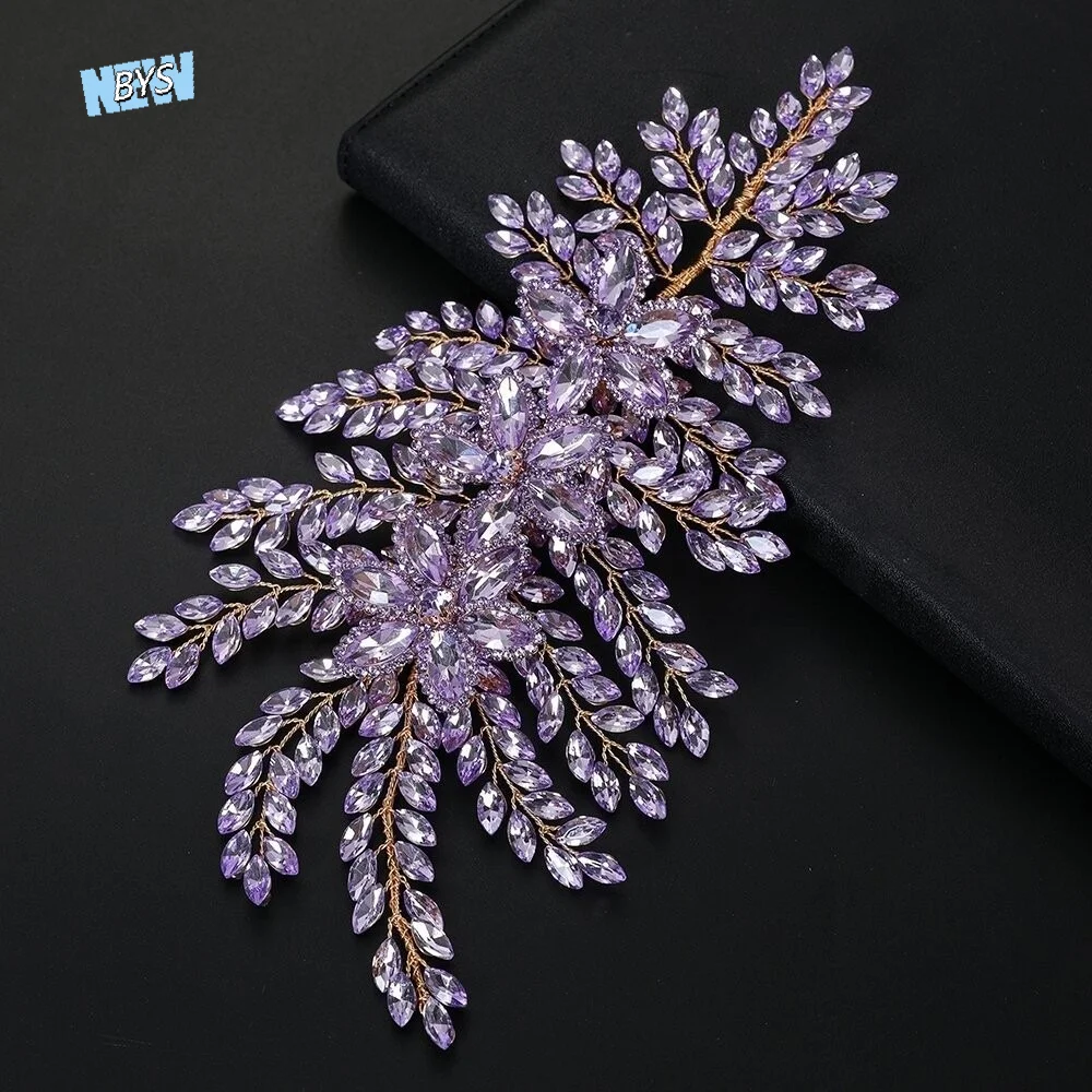 Bandeau scintillant, élégant motif de feuille, accessoire de coiffure de mariage, fleur, bijoux de tête de luxe pour femmes avec strass_voghion.com