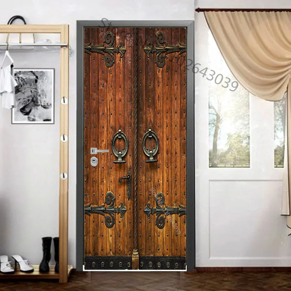 oxiang 3D Adesivi per Porte Interne Bianche Adesivo Murale Decorazione Domestica Adesivo Camera da Letto Soggiorno Poster Rimovibile Adesivi per Porte -90x200cm