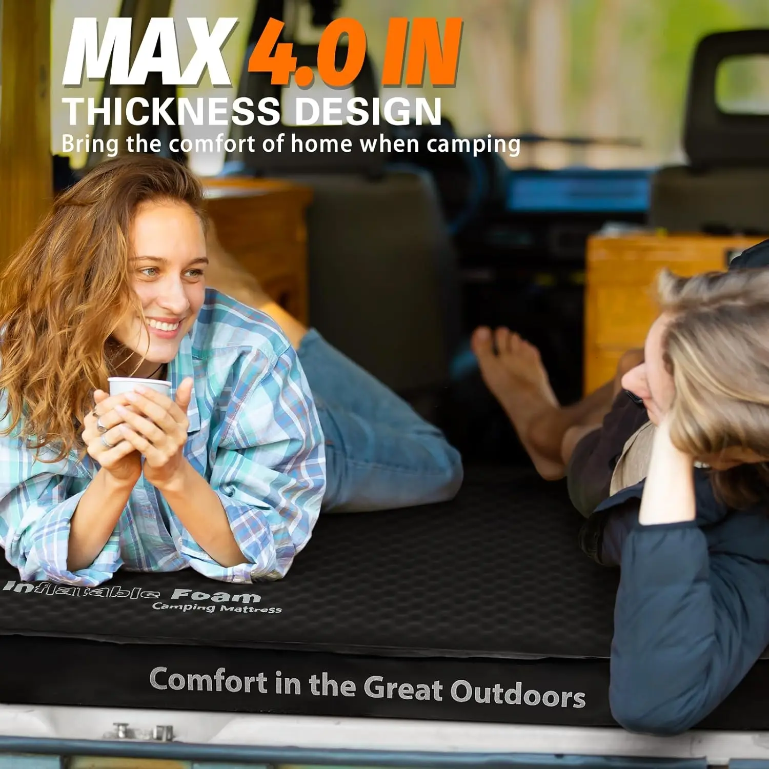 Self Inflating Sleeping Pad, 4In Ultra-Thi Foam Camping Car Mattress With Air Pump Sa, Sleeping Mat For Adults Inflatable 4