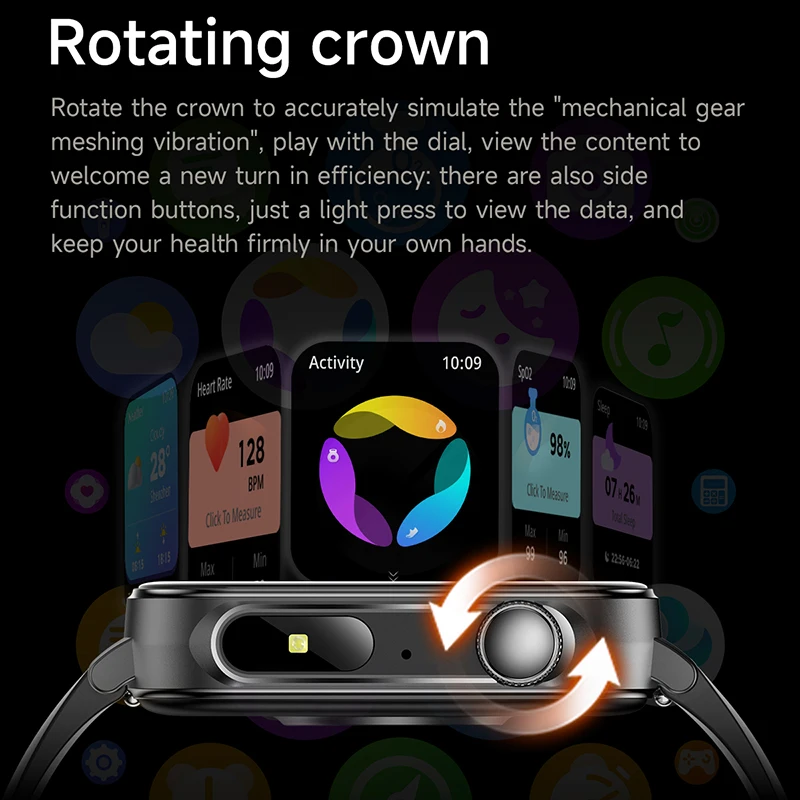 2025 Type-C Fast Charging Smart Watch Men Women Health Management Bluetooth Call LED Flashlight Waterproof Sports Smartwatch New