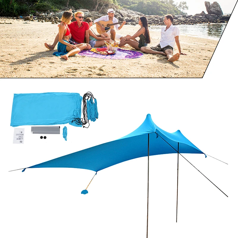 Portable Strandzelt Schatten Zelt Schutz Storage Bag Foldable Light Awning Camping Shelter Happy Hour