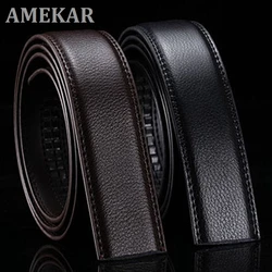 New Brand No Buckle 3.5cm Wide Genuine Leather Automatic Belt Body Strap Without Buckle Belts Men Good Quality Male Belts
