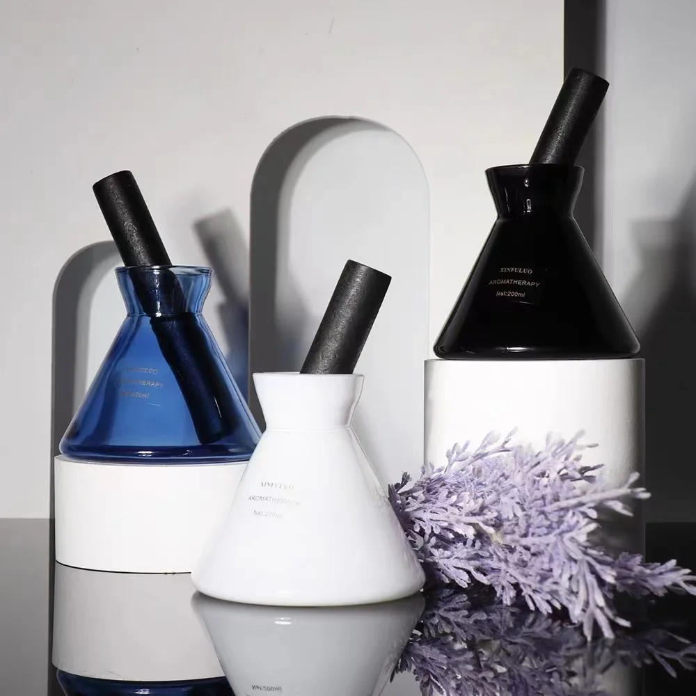 2PCS-220ml-Funnel-Shape-Empty-Reed-Diffuser-Glass-Container-Essential ...