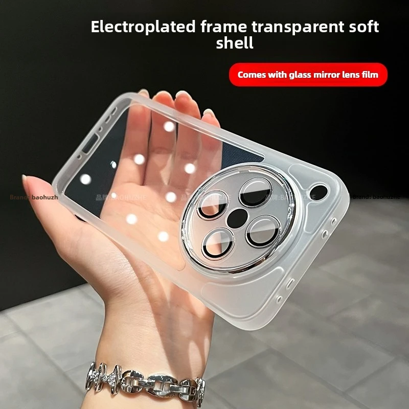 Luxury Transparent TPU Back Cover with Built-in Lens Film and Bumper