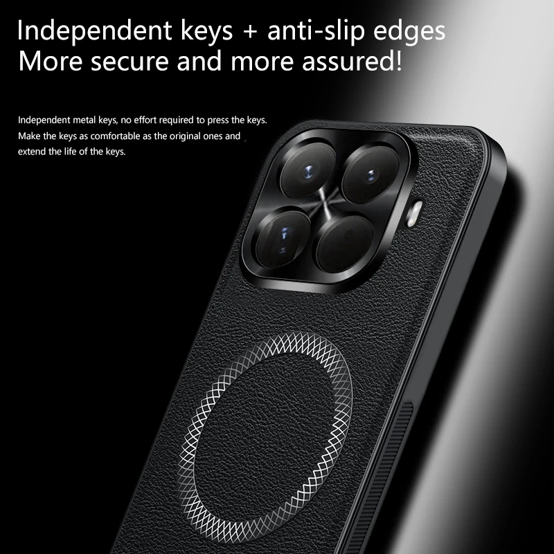 Luxury Leather Texture Magnetic Case for Wireless Charging - Elegant Bumper Cover