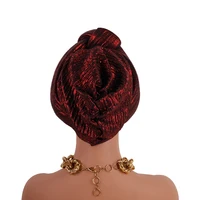 Brillant haut noué africain couvre-chef femmes Turban casquette traditionnelle africaine coiffure Auto Gele bandeau nigérian mariage Geles 6