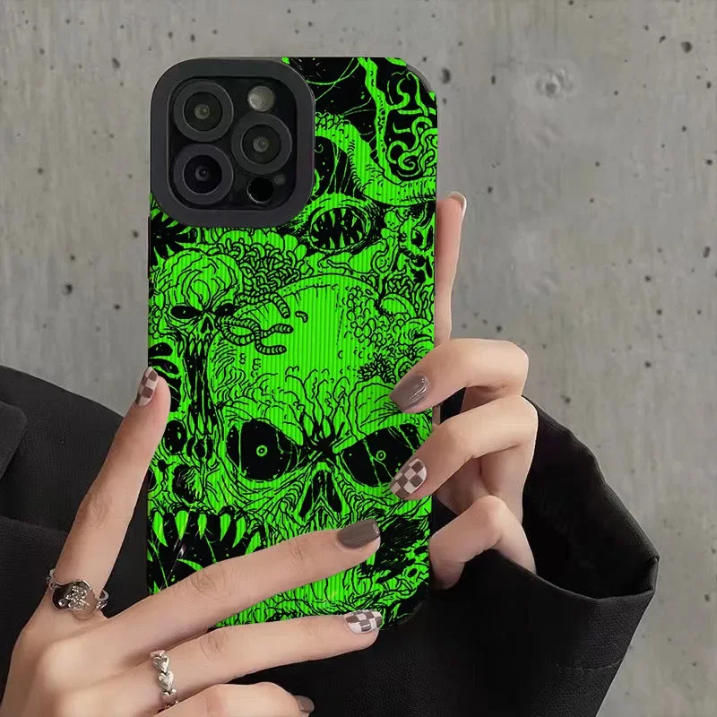 Custodia Per Telefono Rap Graffiti Green Skull Per Iphone 15 Pro Max 12 Pro Max 13 Pro Max 14 Pro Max 11 Pro Max Cover In Silicone