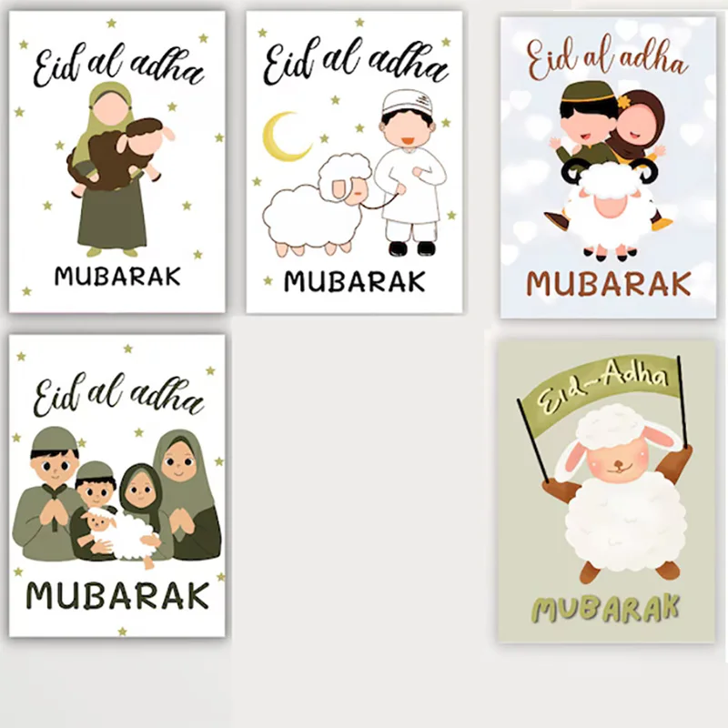 5pcs 양 Eid Mubarak Eid al Adha 선물 돈 사탕 가방 이슬람 이슬람 Eid Ul-Adha 가정 장식 아이 어린이 소년 소녀 선물