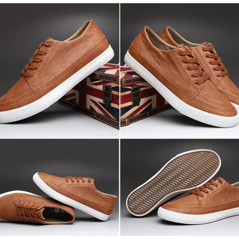 Fashion Leather Board Shoe Men Brogue Shoes Breathable Autumn Comfortable Casual Shoes Outdoor Male Sneakers Tenis Masculino