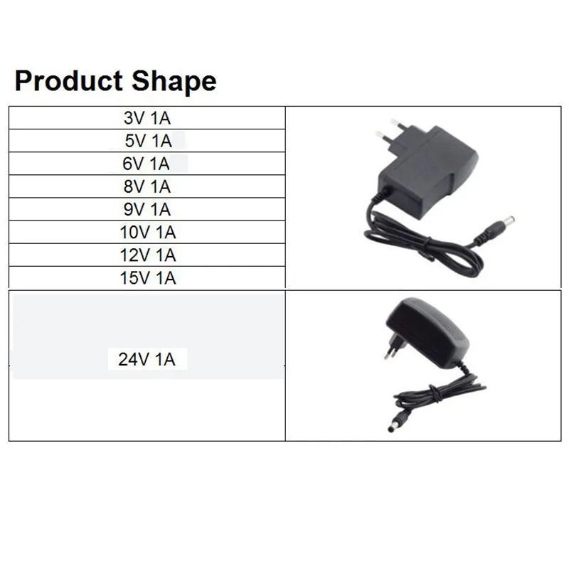 1A AC to DC Power Adapter 110-240V DC 3V 5V 6V 8V 9V 10V 12V 15V 24V Power Charger Adaptor Supply EU US Plug for LED Strip