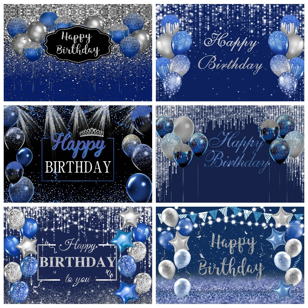 2 Striscioni Per Porta Di Compleanno Blu E Argento | Decorazione Feste Ragazzi E Uomini | Scritta HAPPY BIRTHDAY | Per Interni Ed Esterni