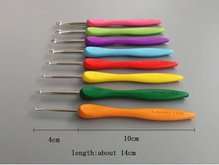 Knitting Needle Weaving Tools Crochet Hook Set 2.5-6.0mm 8pcs/set Aluminum Ergonomic Crochet Needles with Colorful Soft Rubber G