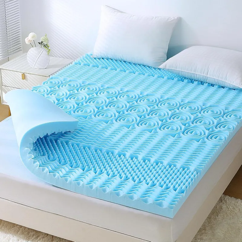 Full Size Mattress Topper, 7 Zone Cooling Foam Mattress Topper with Gel Infused, Egg Crate Bed Topper Pad
