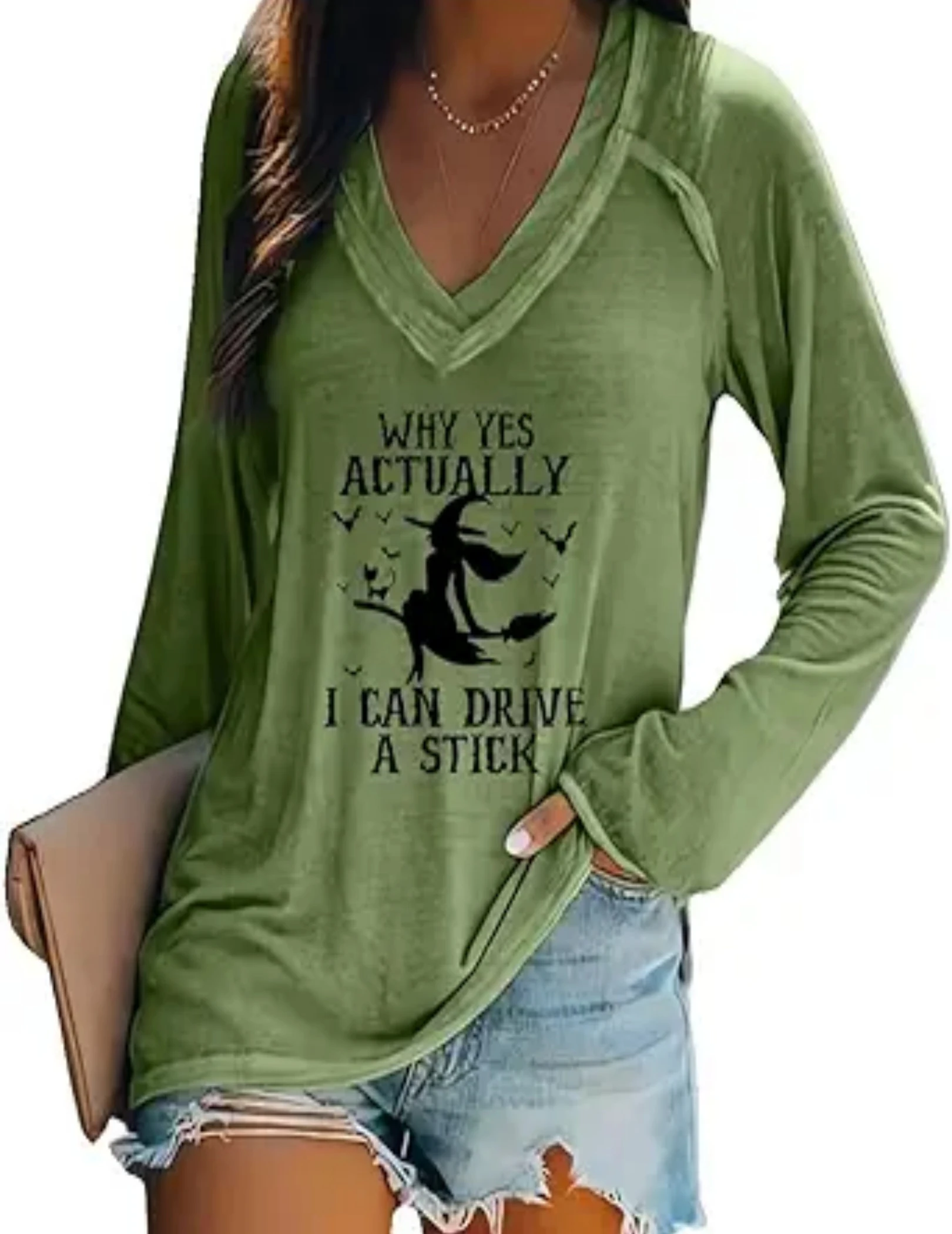 Why Yes I Can Drive A Stick Sweatshirts V-Neck Daily Tee Top Loose T-shirt Top Fall Spring Basic Pullover Tops