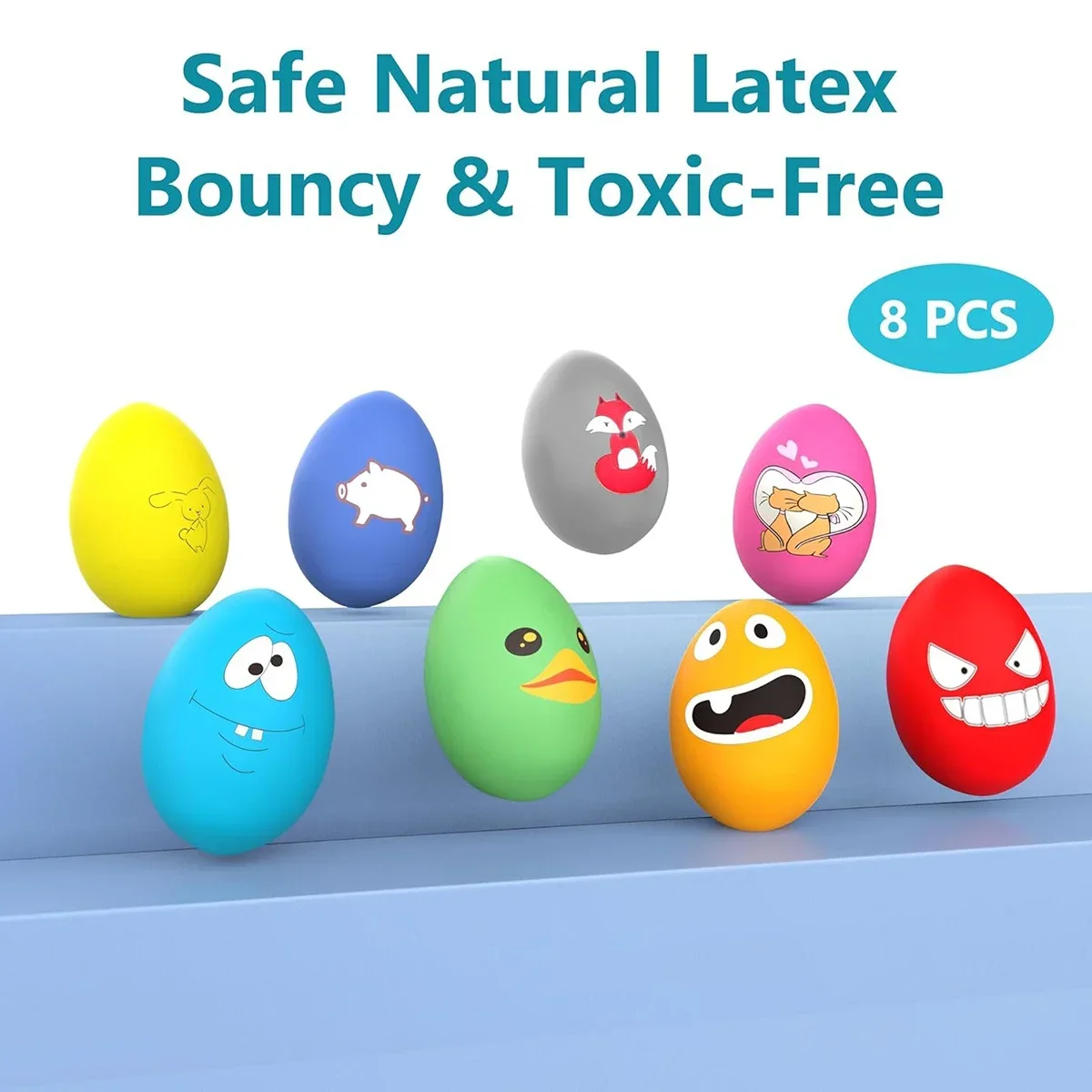 SCGK Bouncy Egg Dog Toys Funny Ball Squeaky Latex Bouncy Egg with Squeaker for Puppy Small Pet Dogs Soft Rubber Sound 4