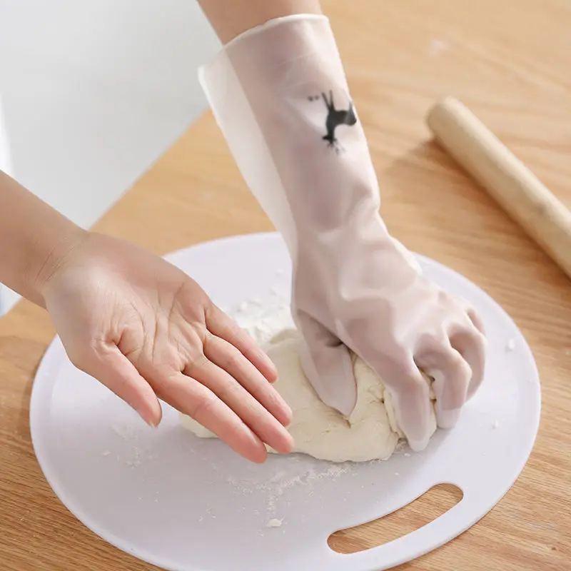 Household Gloves Non-slip Soft Dish Washing Glove Safety Finger Protective Cleaning Tool Housework Waterproof Rubber