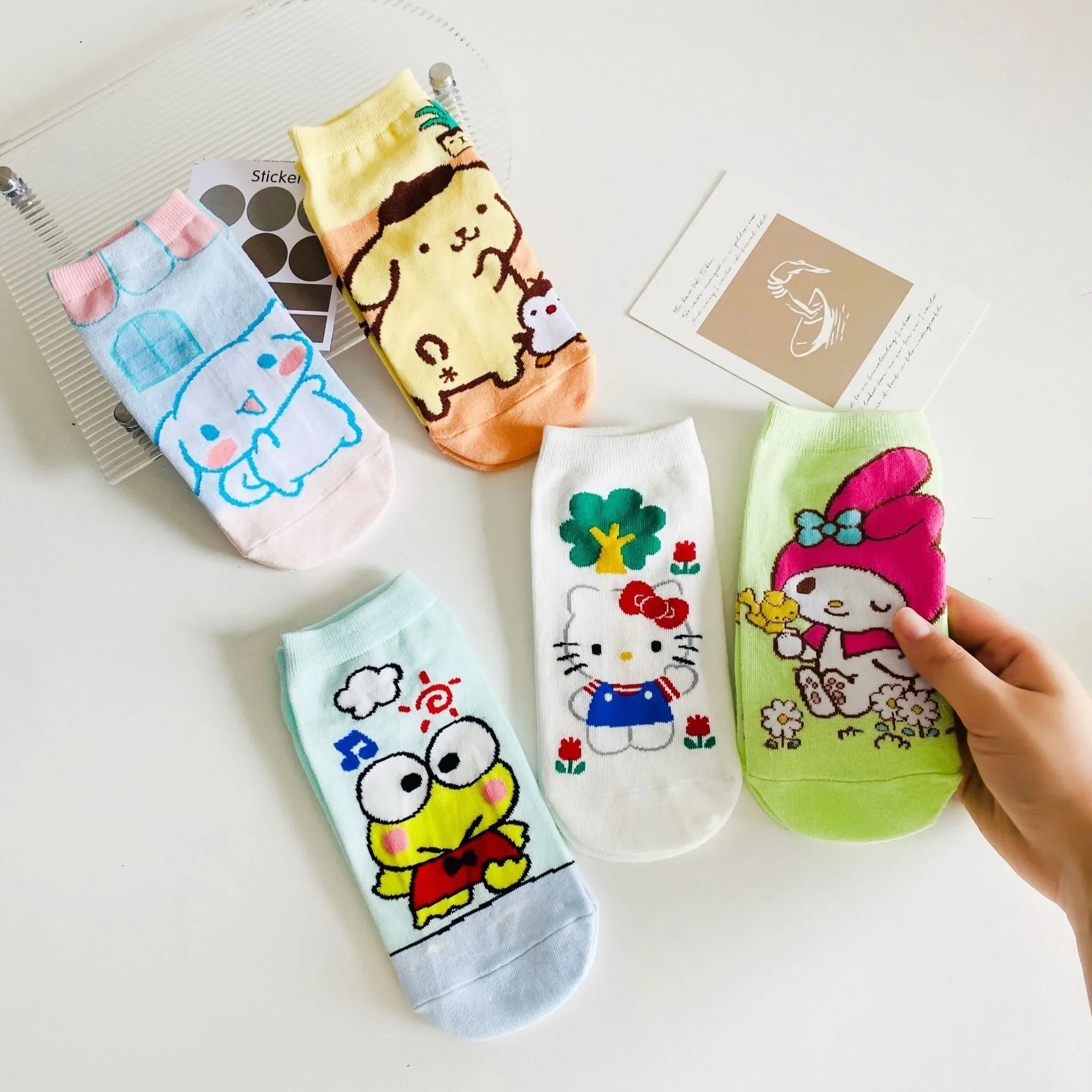 

Kawaii Sanrio Hello Kitty My Melody Cinnamoroll Cartoon Boat Socks Ventilate Short Socks Thin Cotton Christmas Girl Gift