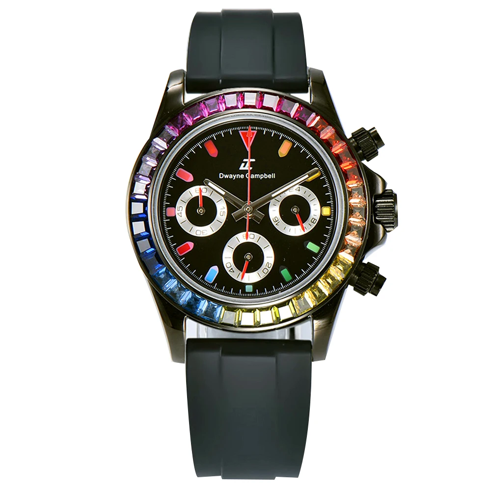 

39.3mm Can Custom logo Men's watches VK63 Movement Moonwatch For Mens Business Chronograph Waterproof Wristwatch Sapphire