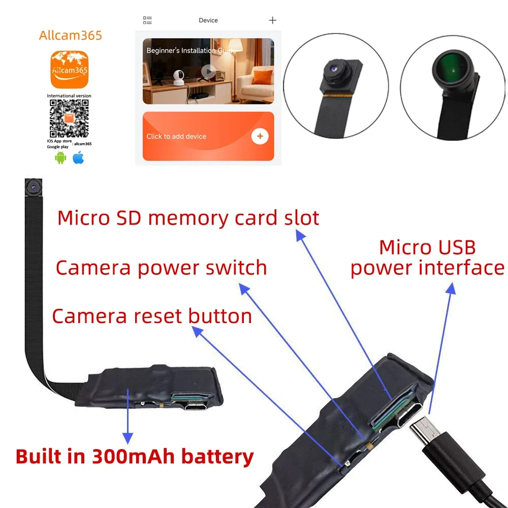 מצלמת WiFi מיני 4K HD - צפייה מרחוק, זיהוי תנועה, מצלמת מעקב בסגנון מטפלת ביתית, עשה זאת בעצמך