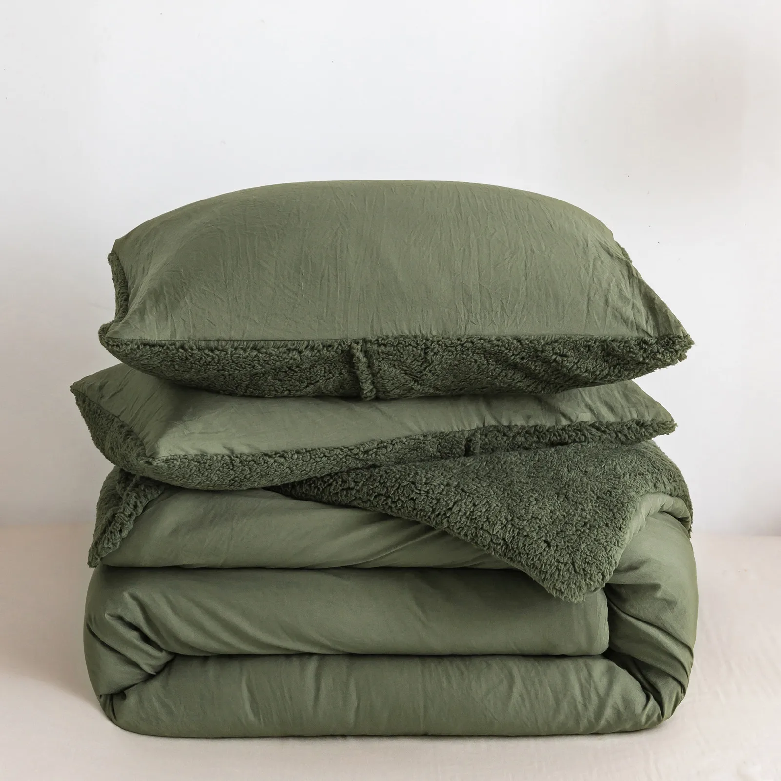 conjunto-de-cama-reversivel-sherpa-rainha-e-tamanho-completo-consolador-cama-macia-consolador-verde-oliva-escuro-3-pcs