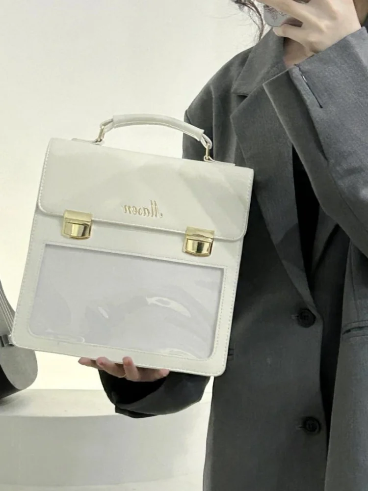 Japanese Brief Preppy Style Transparent Backpack Vintage Lolita Handbag Fashion School Backpack