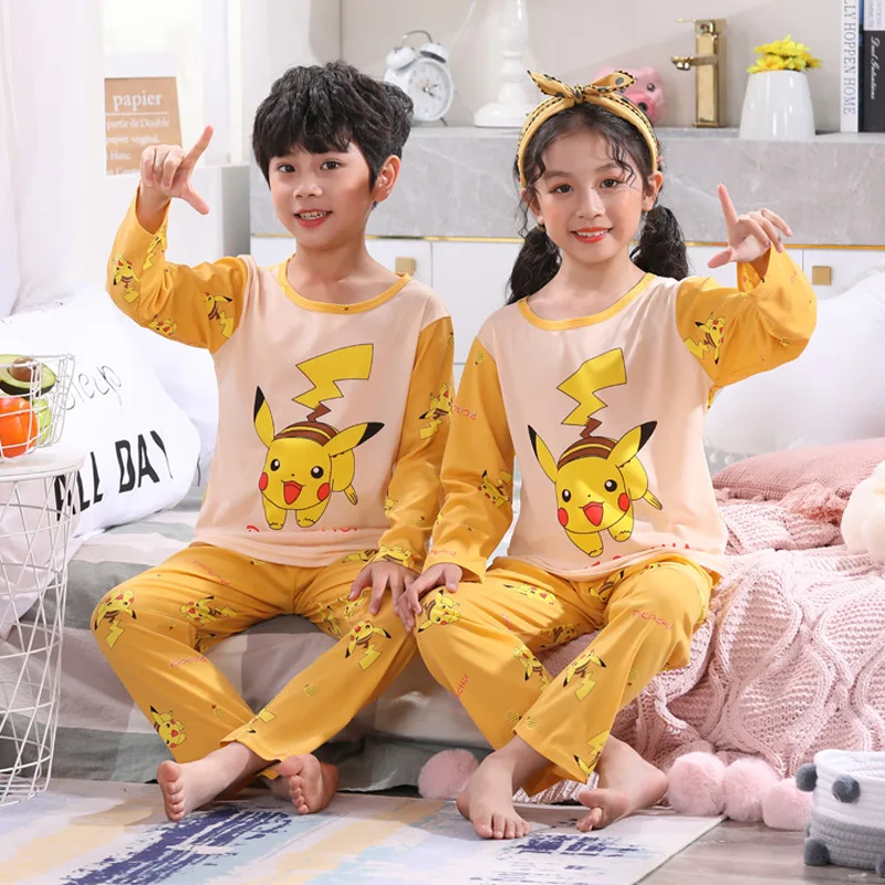 

Cartoon Pokemon Anime Pajamas Set Pikachu Cotton Children's Pajamas Ins Boys and Girls Home Clothes Casual Pajamas Set Gifts