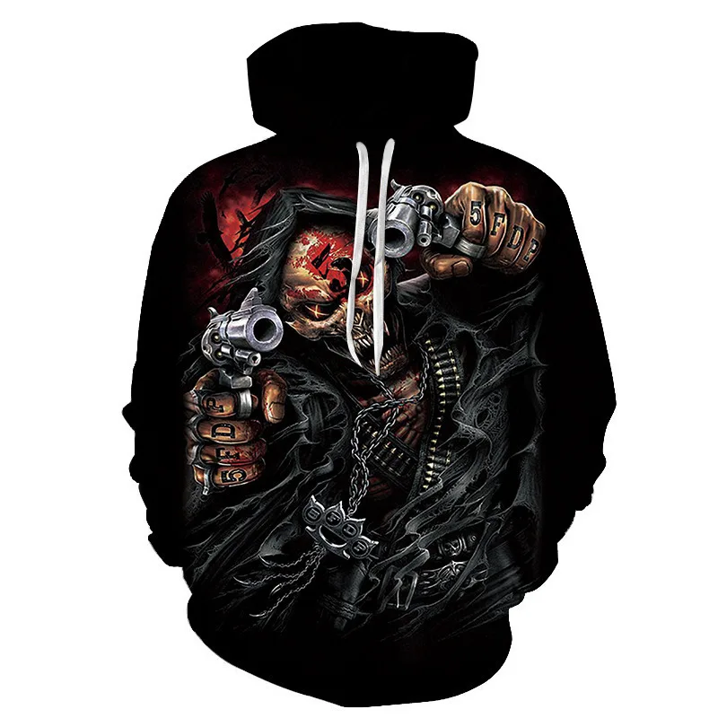 

Halloween 3D Skull Print Hooded Sweatshirt Men's and Women's Street Hip Hop Cool Hoodies Pullover Fashion New Kids Clothing Tops