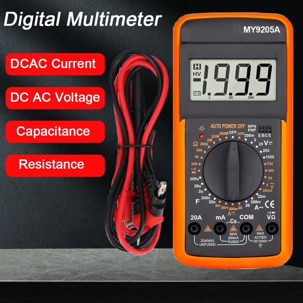 

Мультиметр переменного/постоянного тока 750/1000 В, вольтметр, измеритель сопротивления, емкости, мультиметр, цифровой профессиональный тестер диодов HFE