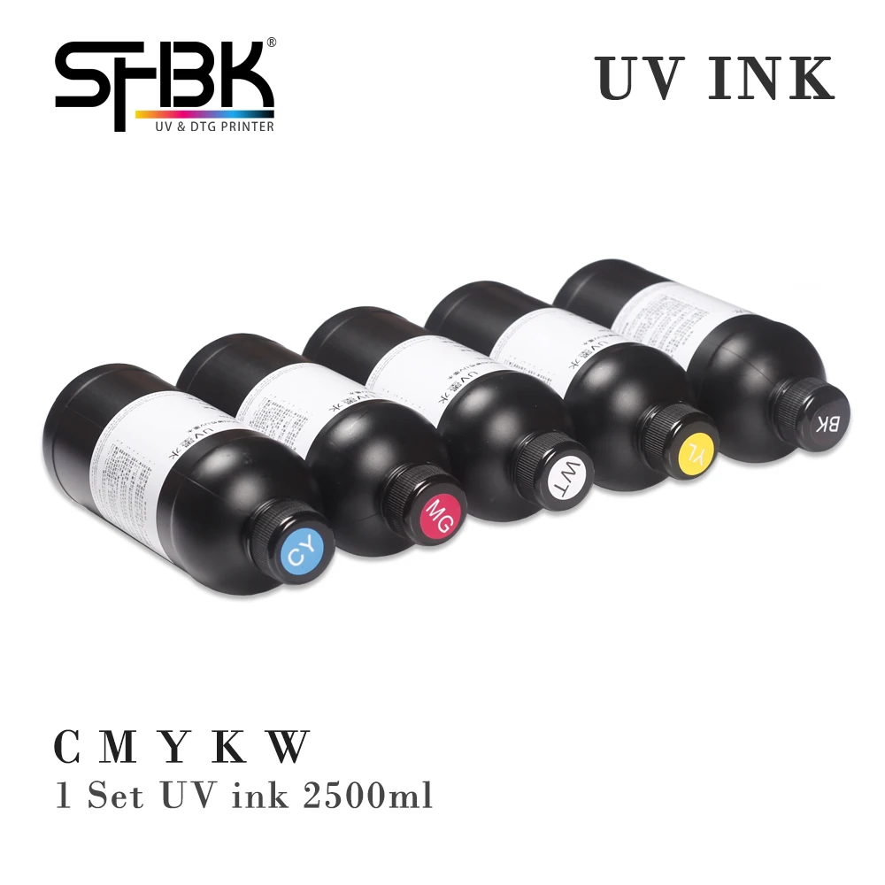 UV Ink 5 bottles 1 set kit 1250ML/2500ML for flatbed printer Used in EPSON DX5 DX7 DX11 TX800 XP600 L1800 L805 R1390 Printhead printer uv ink