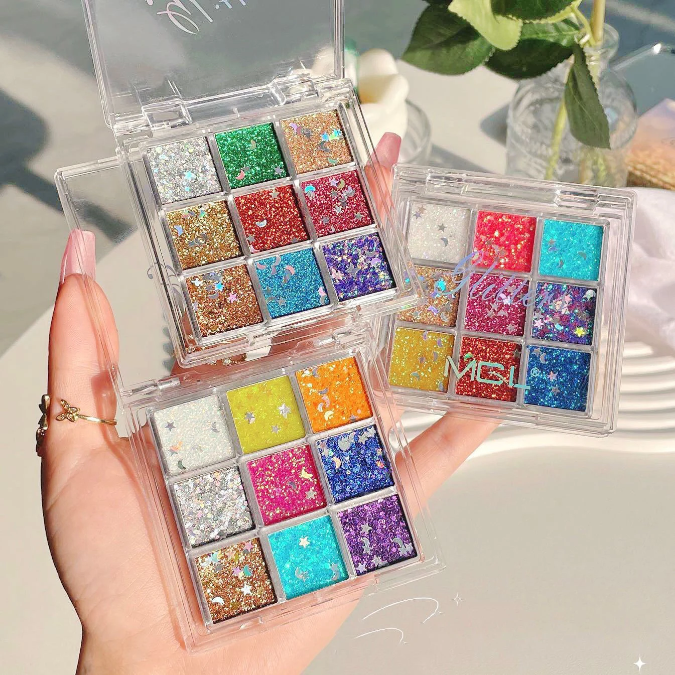 Glitter Gel for Eyes Hair Body Face Shimmer Diamond Eye Shadow Sequins Gel Cream Flashing Nail Stickers Festival Makeup Decor holographic glitter makeup,glitter gel makeup,glitter makeup